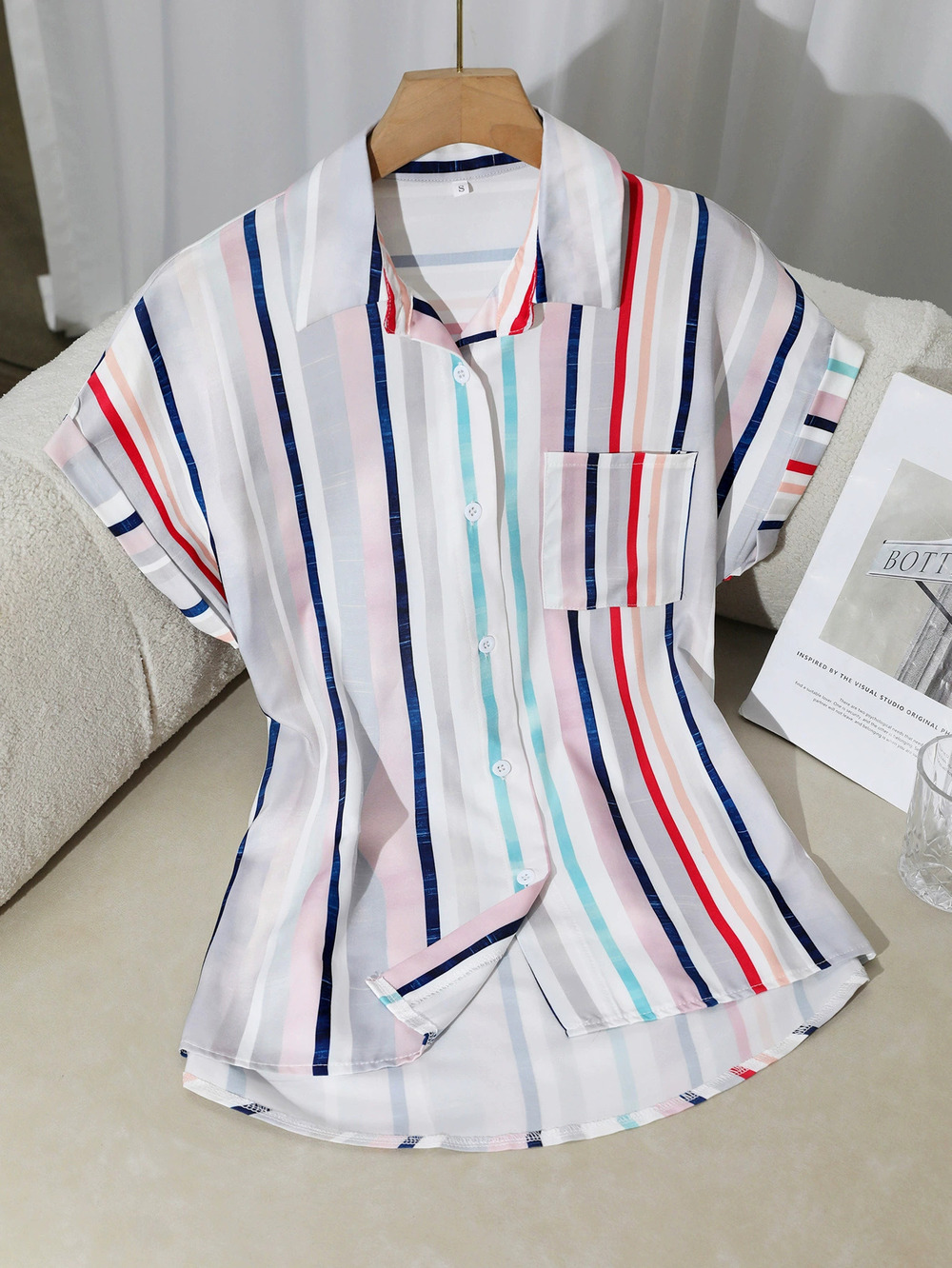 H&M Fashionable Womens Striped Short Sleeve Casual Summer Blouse